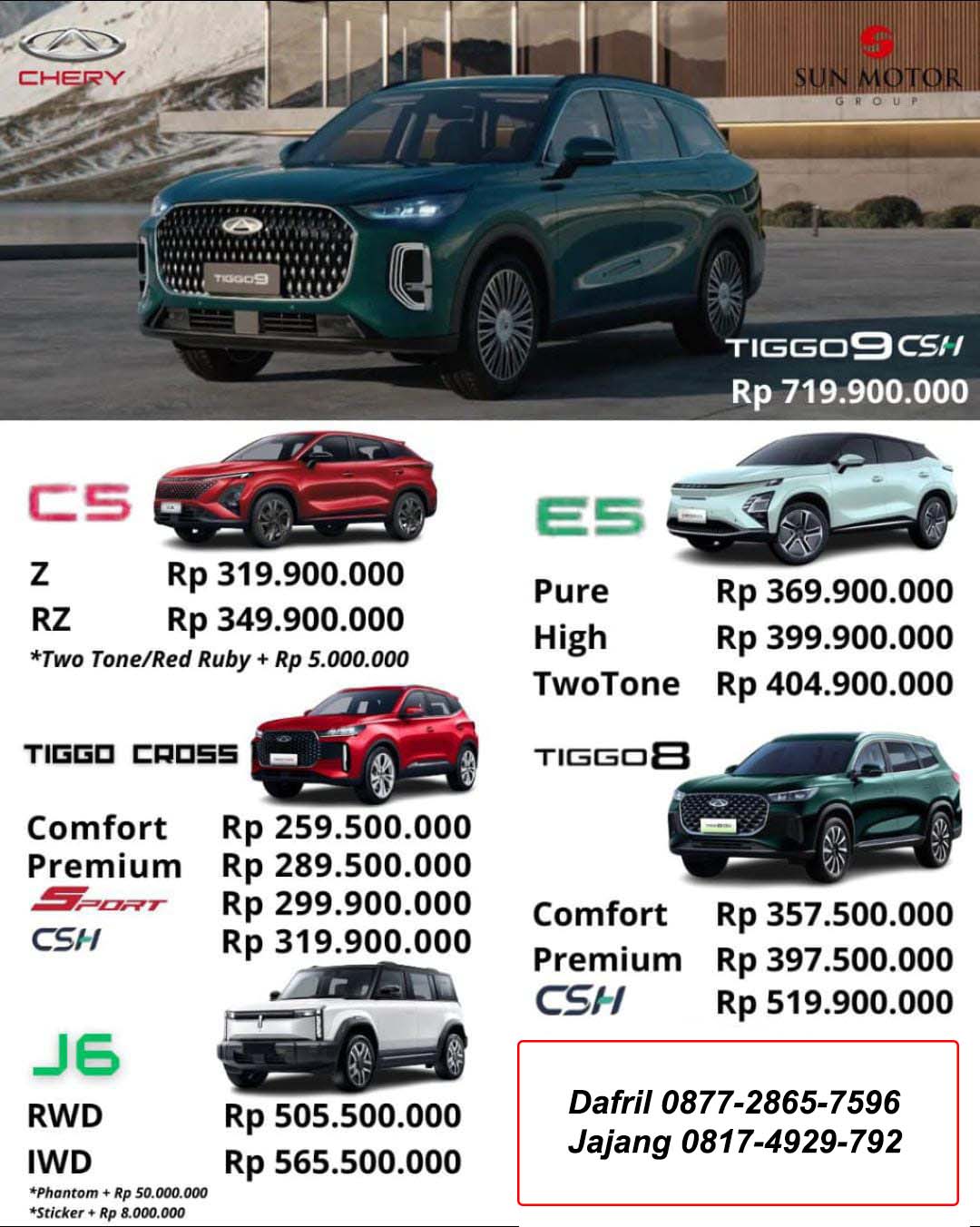 Pricelist Terbaru Chery Omoda & Tiggo
